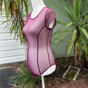 Burgundy Sheer Bodysuit